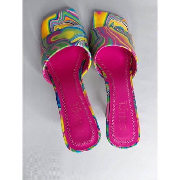 Rouge Helium Womens Multicolor Swirl Open-Toe Mules Size 10 - Picture 6 of 8
